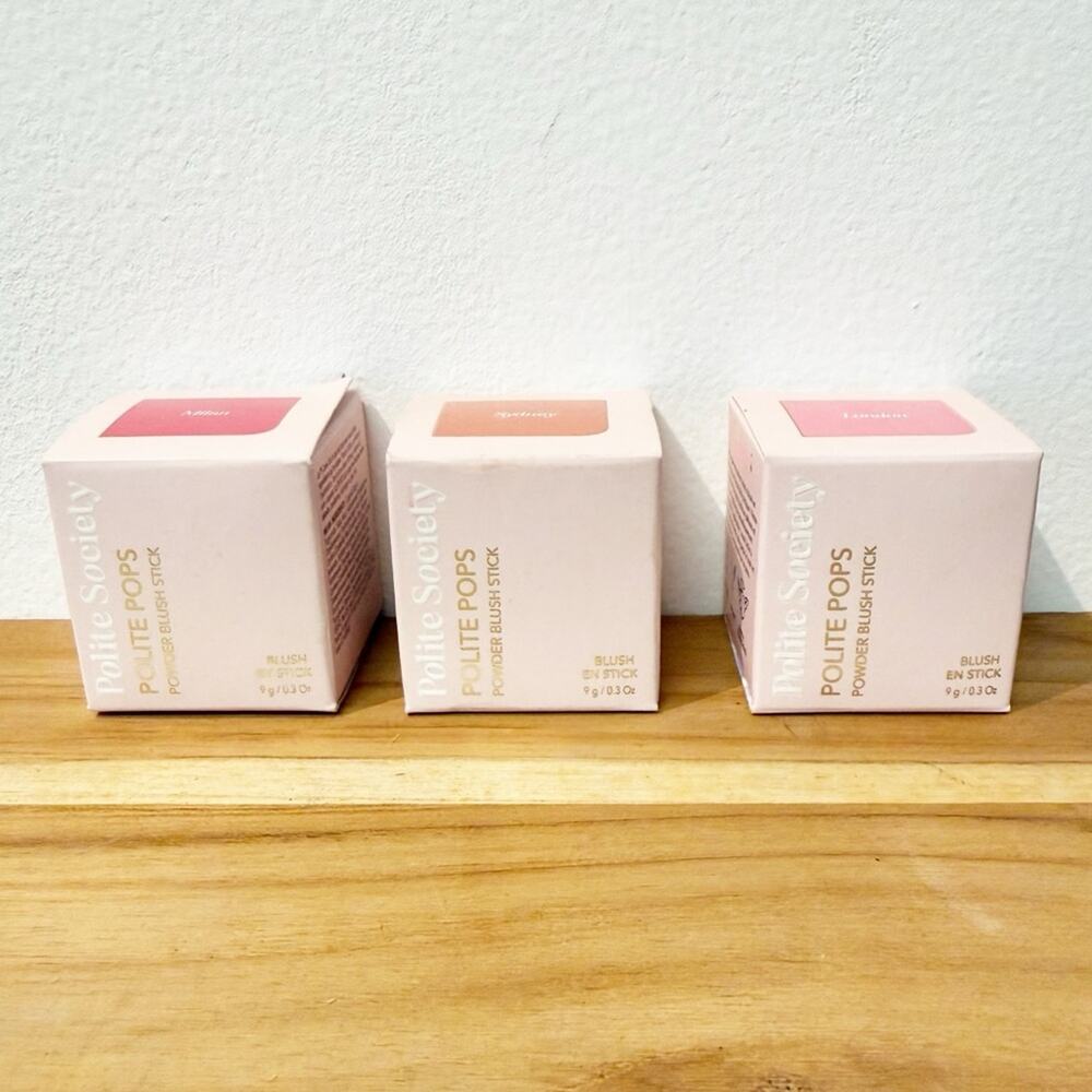NIB POLITE SOCIETY Bundle of 3 Polite Pops Powder Blush Sticks